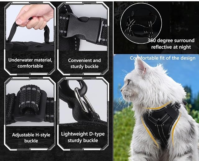 Foto 5 de 8 de ZHHSUNY Arnés de gato, Arnés para gatos Anti Evasión, Transpirabilidad Ajustable Collares y Correa para gatos