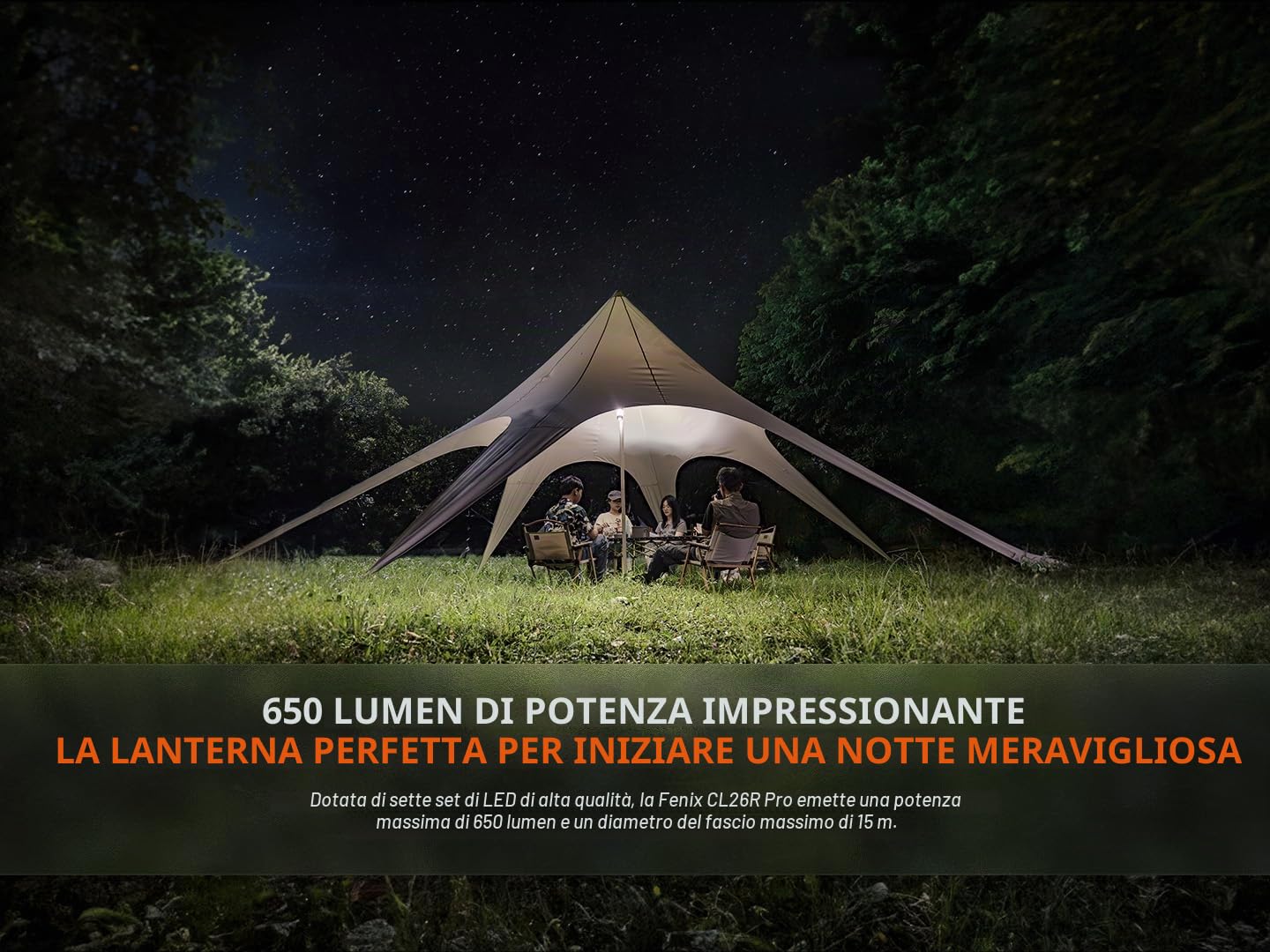 FENIX CL26R Pro - Lampada da campeggio a LED con connettore USB, 650 lumen, colore: Oliva