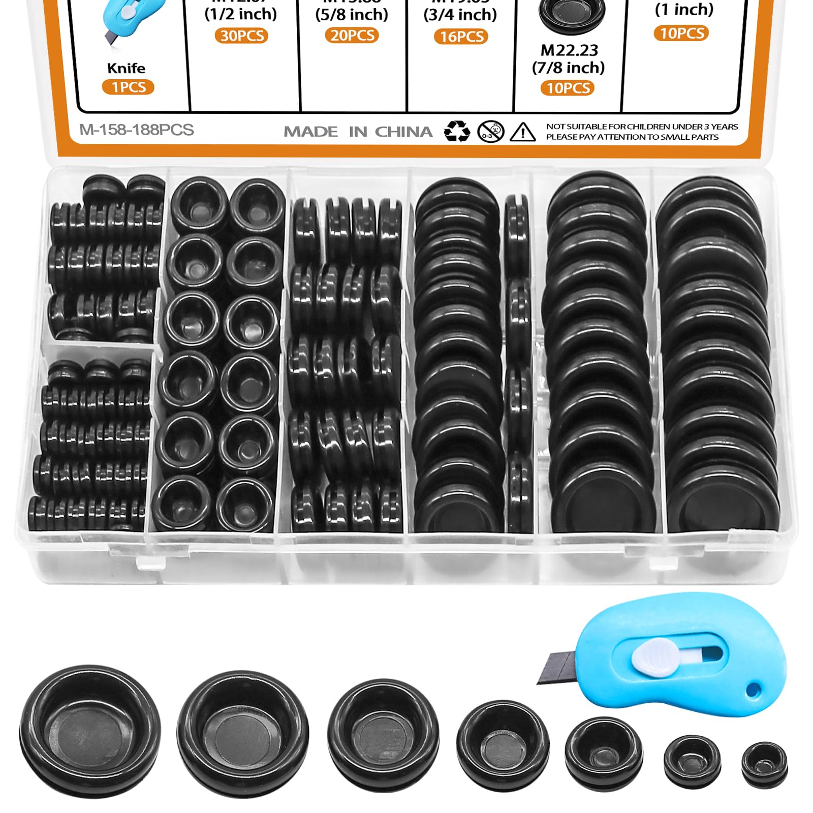 33Pcs Rubber Grommets Kit - Protect Cables & Wires -12 33Pcs Rubber Grommets Kit - Protect Cables & Wires -12