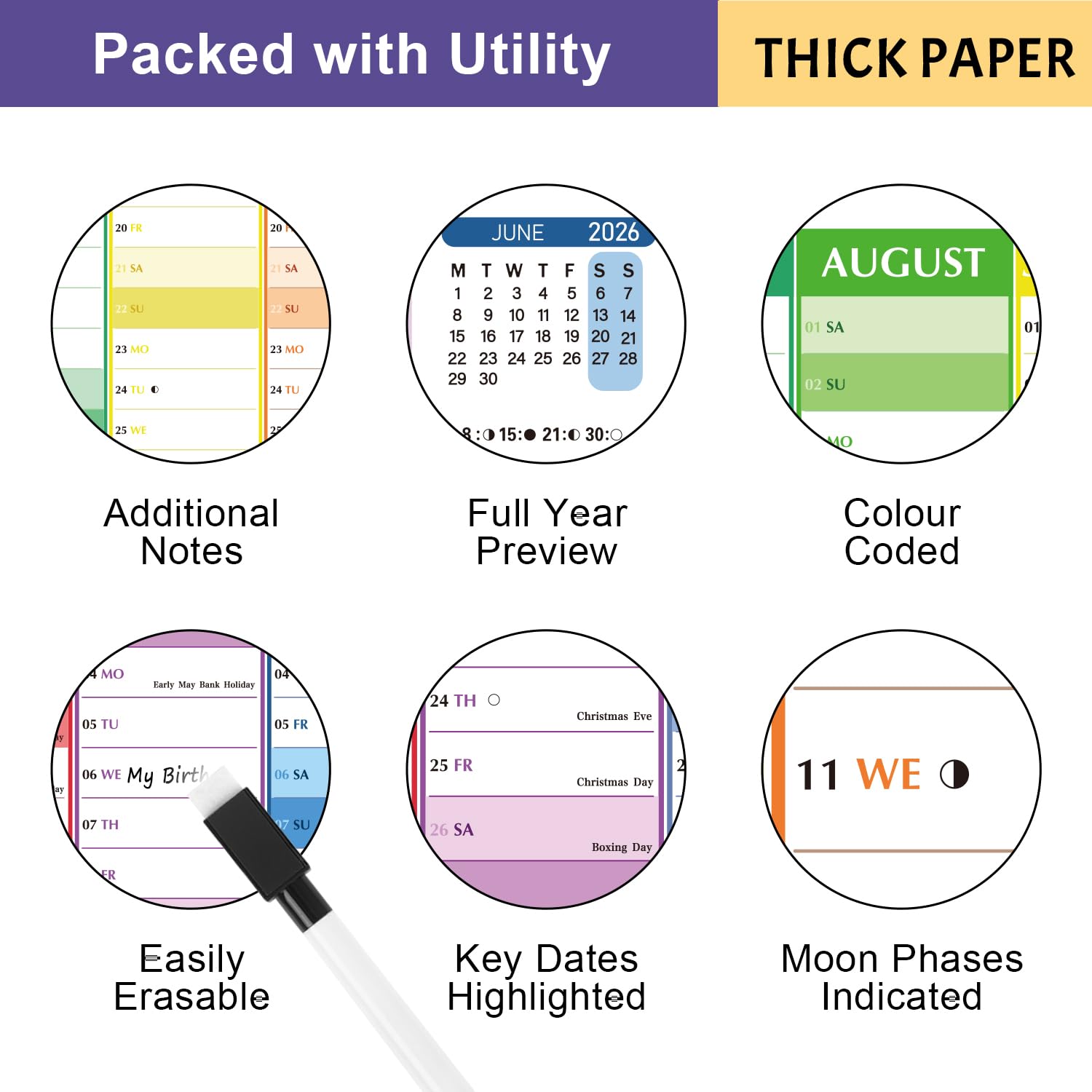 2026 Wall Planner,A1 Yearly Wall Calendar 2026 Large Year Planner UK for Staff Office(85X58CM)