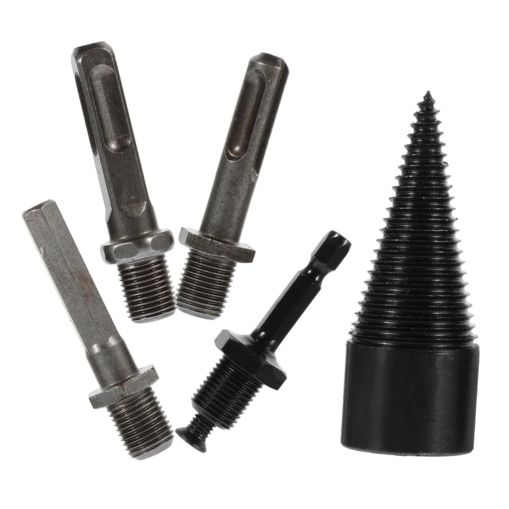 Hemobllo 2 Set Spaccalegna Per Legna Da Ardere Falegnameria Utensili Trapano Elettrico Cono Della Punta Del Trapano Coni Spaccalegna Acciaio Carbonio Black 5 Pezzi*2