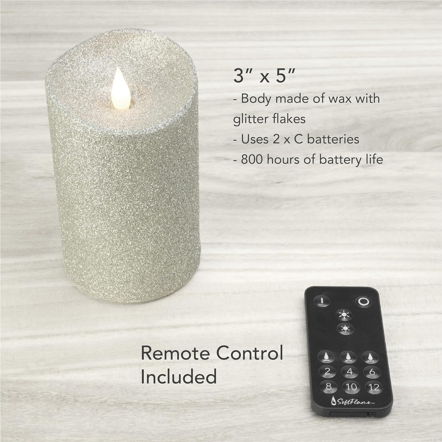 Softflame Velas Navideñas Sin Llama Con Control Remoto, 3" X 5" Funcionan Con Baterías Parpadeantes Mecha 3D Cera Real Pilar Vela Gnomo Navideño