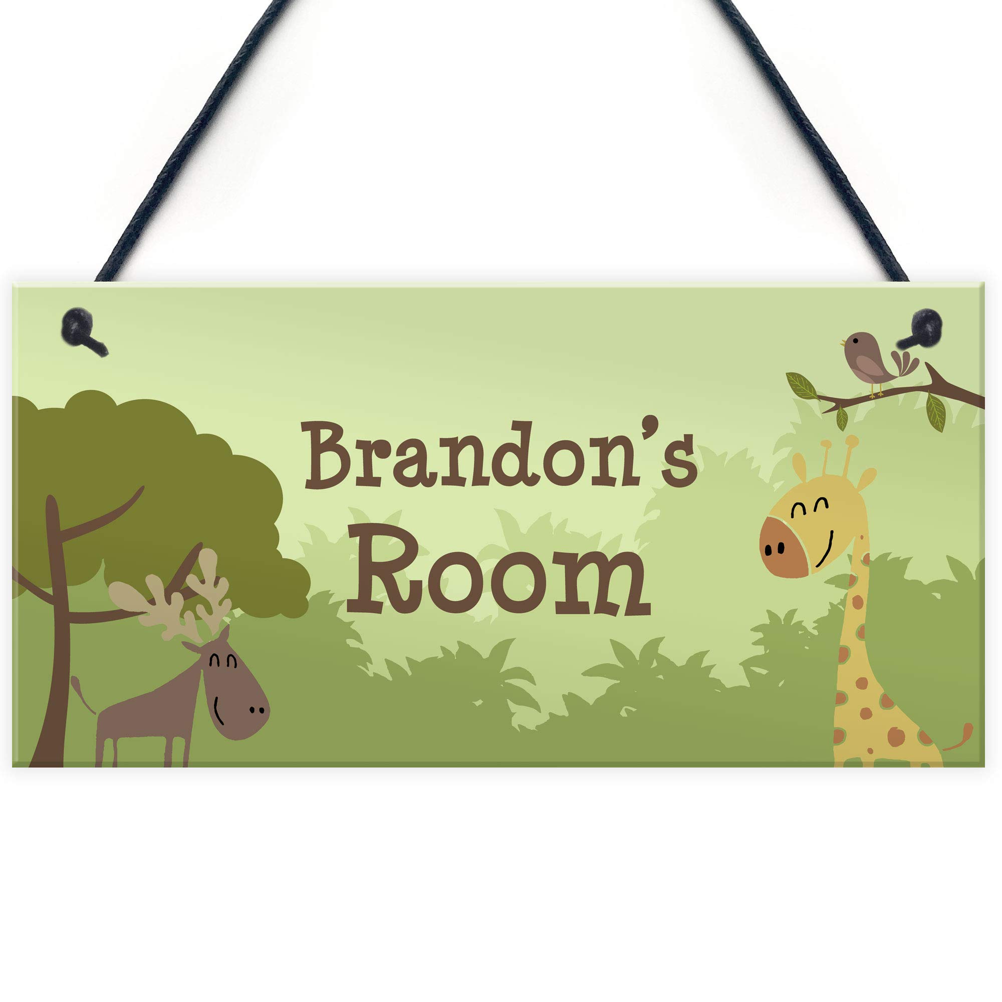 Red Ocean Personalised Boys Girls Bedroom Sign Jungle Theme Bedroom Wall Art Nursery Sign