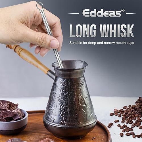 Miniatura 3 de Eddeas - Batidor pequeño de acero inoxidable de 10 pulgadas con mango largo para batir, batir, mezclar salsas, mezclar ingredientes, cocina pequeña