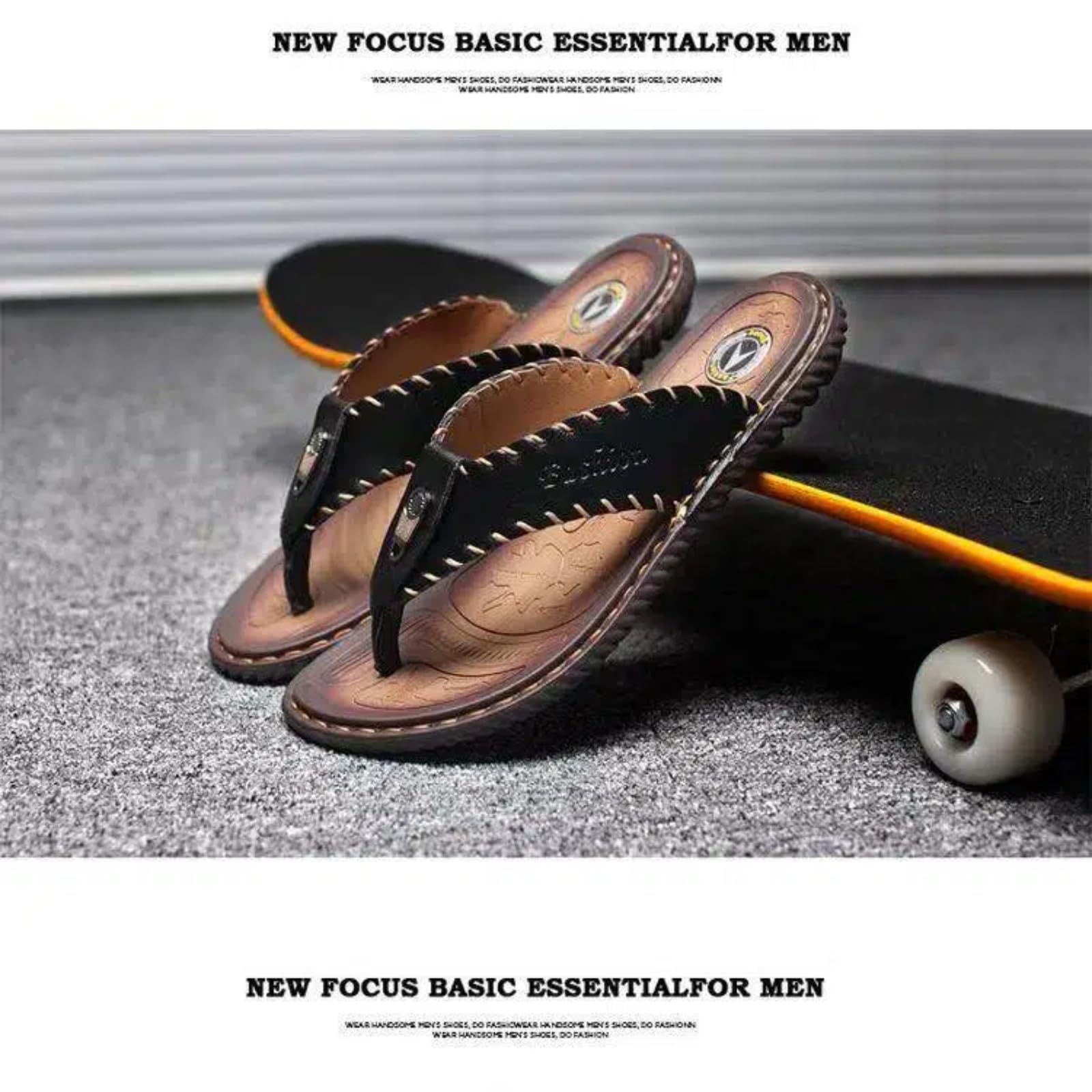 Infradito Uomo Flip Flops in Pelle Divisa degli Uomini, Sandali di Suola Gomma Antiscivolo, Scarpe Casual Confortevoli per La Spiaggia E Casa L'Estate All'aperto