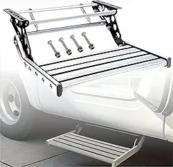 Pedais manuais para trailers com luz de LED – Escada suspensa dobrável telescópica para trailer, trailer, motorhome, liga de alumínio, capacidade de carga de 199 kg, conjunto de 1 (escada única)