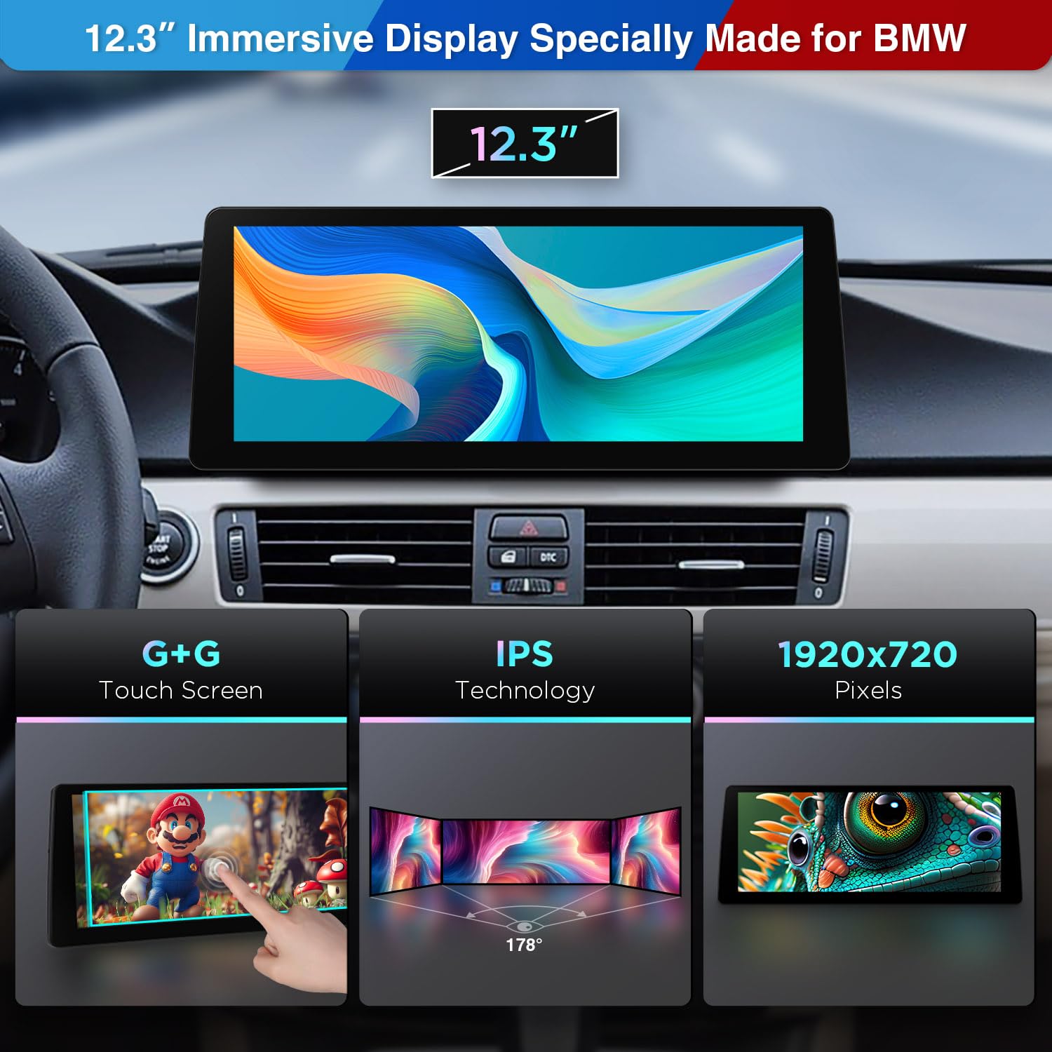 XTRONS 12.3 Inch Qualcomm Snapdragon 680 Android 14 Car Stereo for BMW E90/E91/E92/E93/M3 (2009-2012) CIC System, IPS Touch Screen 8+128GB Car Radio GPS Navigation Support DVR Backup Camera