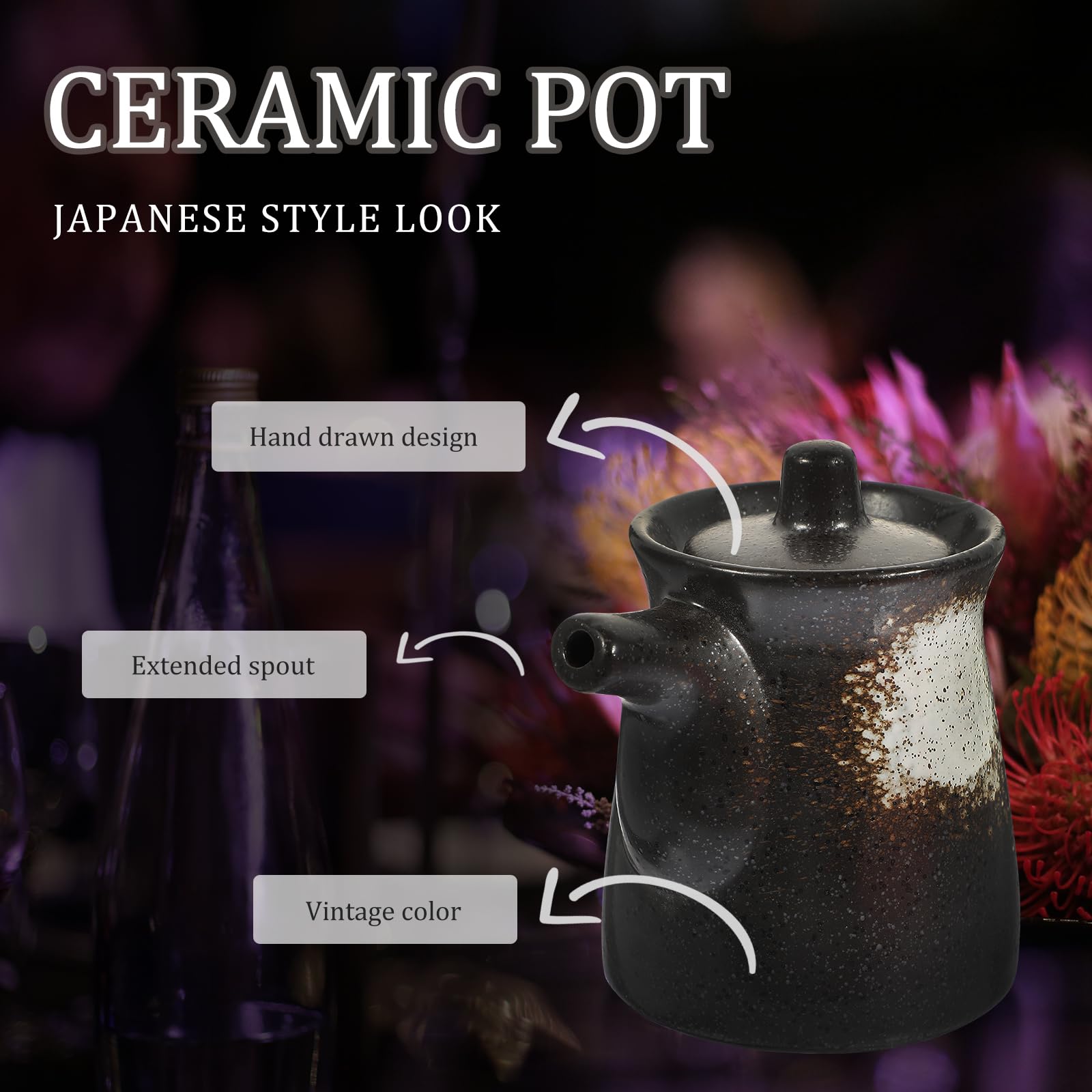 BESTonZON Japanese Style Ceramic Seasoning Pot - Soy Sauce & Oil Dispenser For Kitchen - View #4