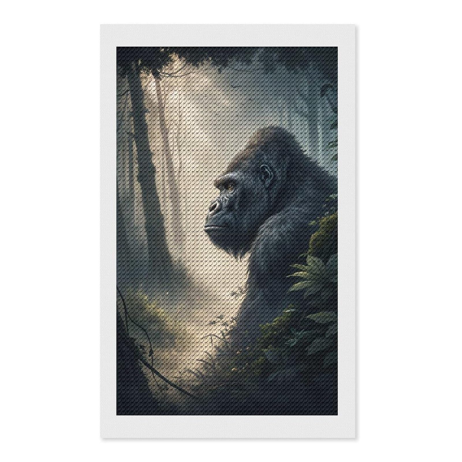 Junmoney Gorilla in A Misty Forest 5D Diamond Painting Kit 12"x20", Relaxing DIY, Mindful Craft Project, Full Kit Included, Thoughtful Present
