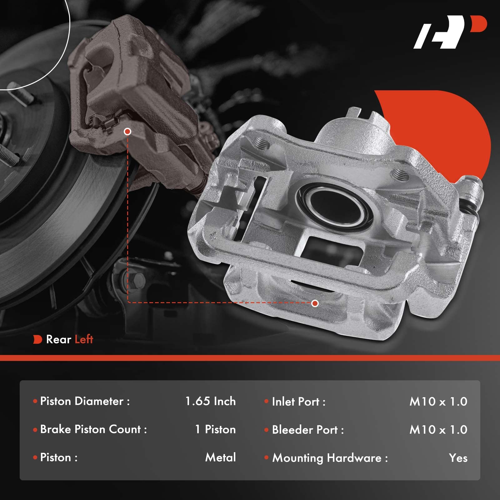 A-Premium Disc Brake Caliper Assembly with Bracket Compatible with Select Honda Models - Odyssey 2011 2012 2013 2014 2015 2016 2017, V6 3.5L - Rear Left Driver Side