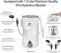 Vista 6 de Chaleco impermeable para correr, chaleco de hidratación transpirable de 5.5 L con vejiga de agua de 1.5 L, chaleco de agua para senderismo, carreras