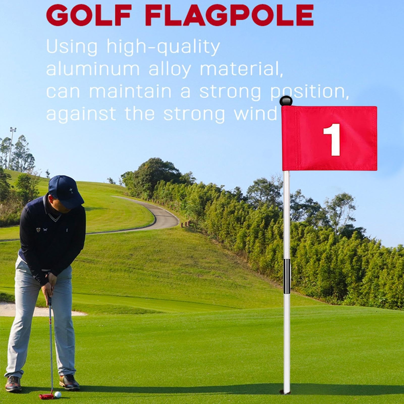 Set di mazze da golf – Bandiere con perno da golf, per principianti, per esercitarsi con portabevande, per amanti del golf, per principianti e per la pratica del giardino