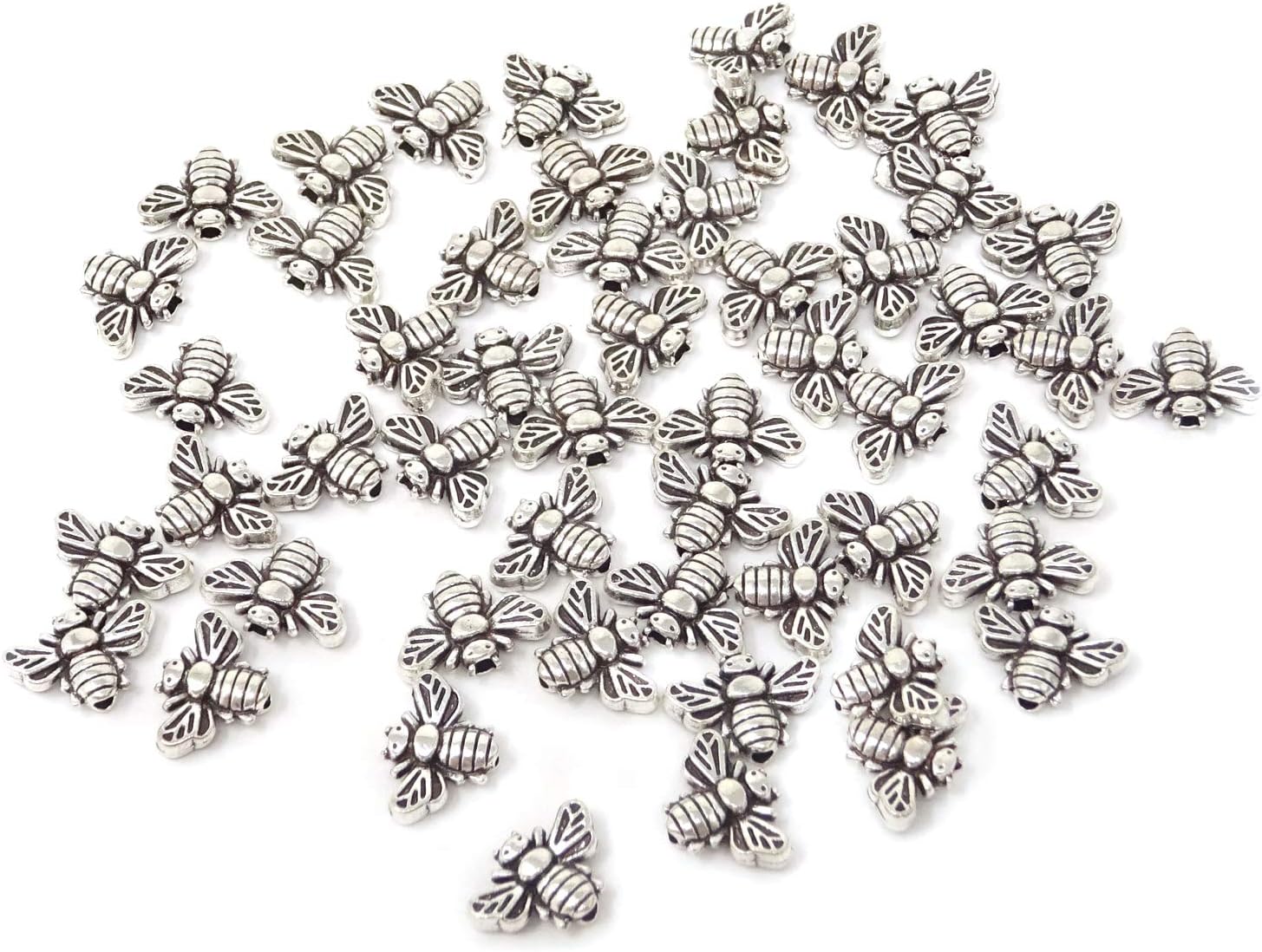 Honbay 50PCS 9x12mm Bee Spacer Beads for Earring, Bracelet, Anklet, Necklace, Pendant, etc