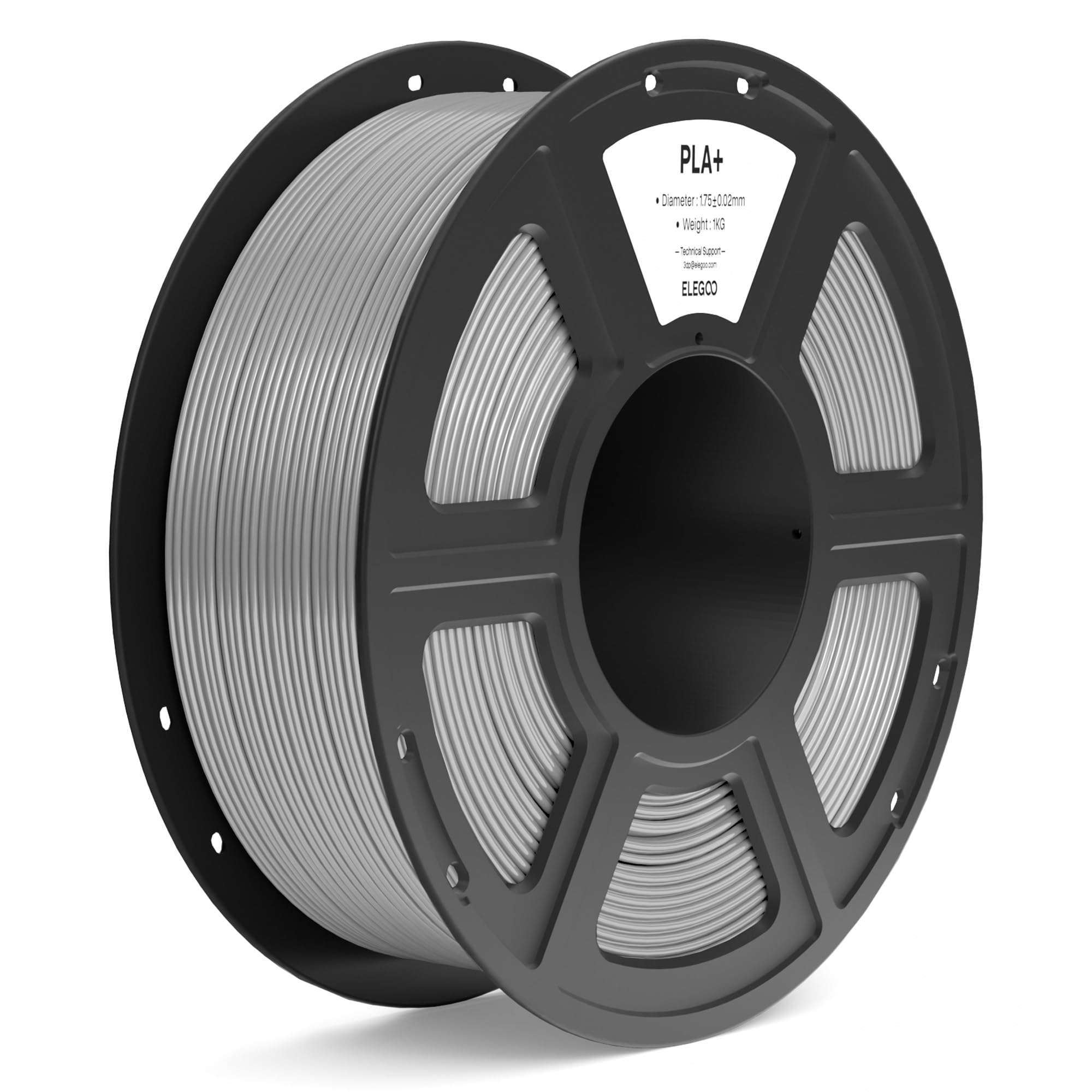 ELEGOO PLA+ Filamento 1,75mm Grigio 1KG, PLA Plus ad Alta Resistenza per Stampanti 3D, Precisione Dimensionale +/- 0,02mm, Bobina da 1kg (2,2lbs) Compatibile con la Maggior Parte delle Stampante 3D