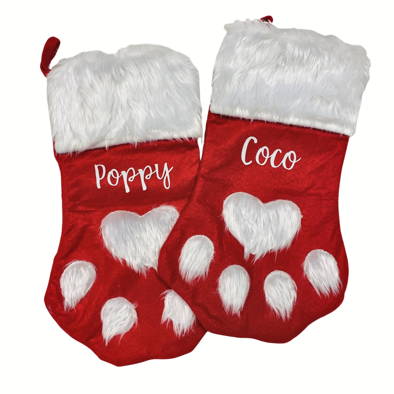 Pops & Coco Personalised Christmas Stocking for Cat and Dog Owner - Hanging Decoration - Handmade - Stocking Filler or Gift idea - Festive Xmas Decor