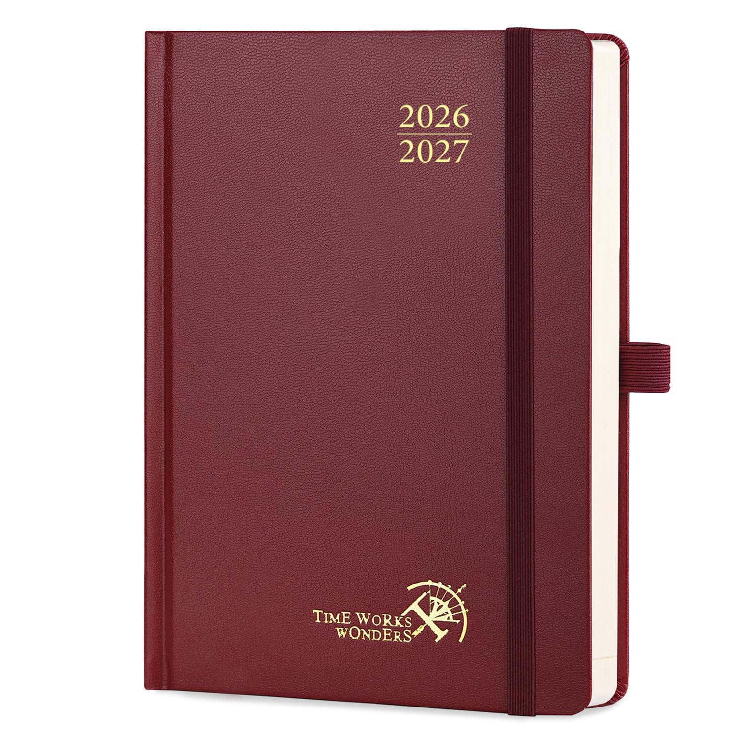 POPRUN Academic Diary 2026-2027 Day to Page A5 Hardback Mid Year Daily 26/27 Planner (Aug'26 - Jul'27) A Day per Page 30 Minutes Interval Appointment Book(Burgundy) — image 1