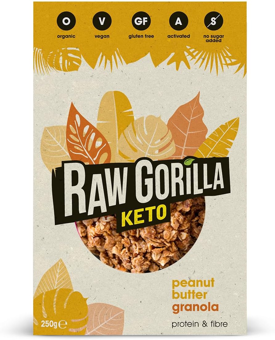 Raw Gorilla Keto Peanut Butter Granola 1 Pack of 250g Low Sugar