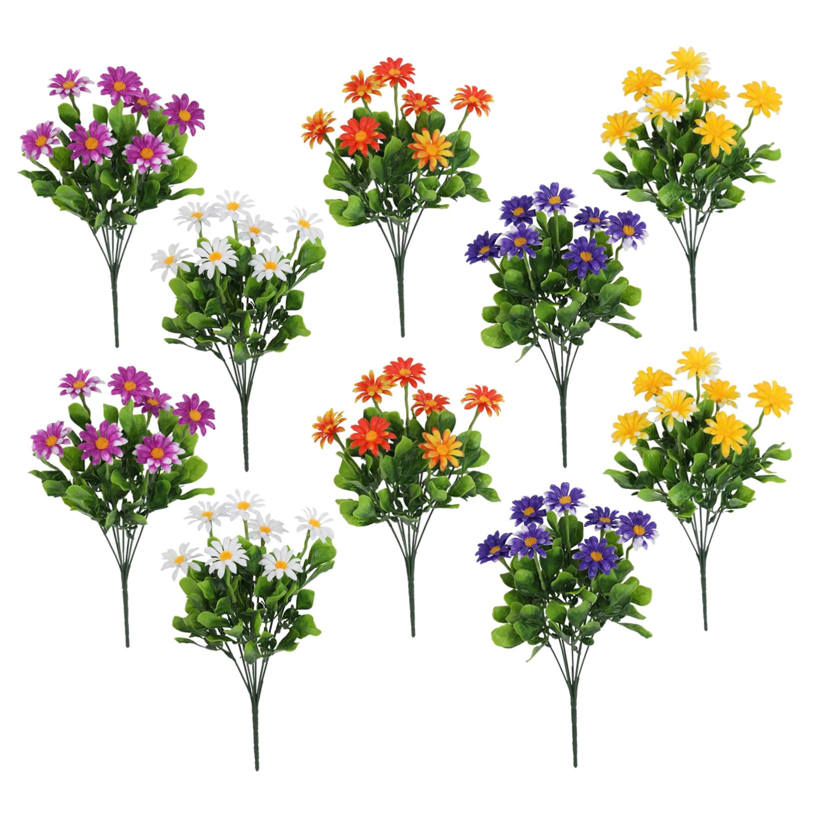 Lot de 10 bouquets de marguerites artificielles Toyvian en plastique blanc