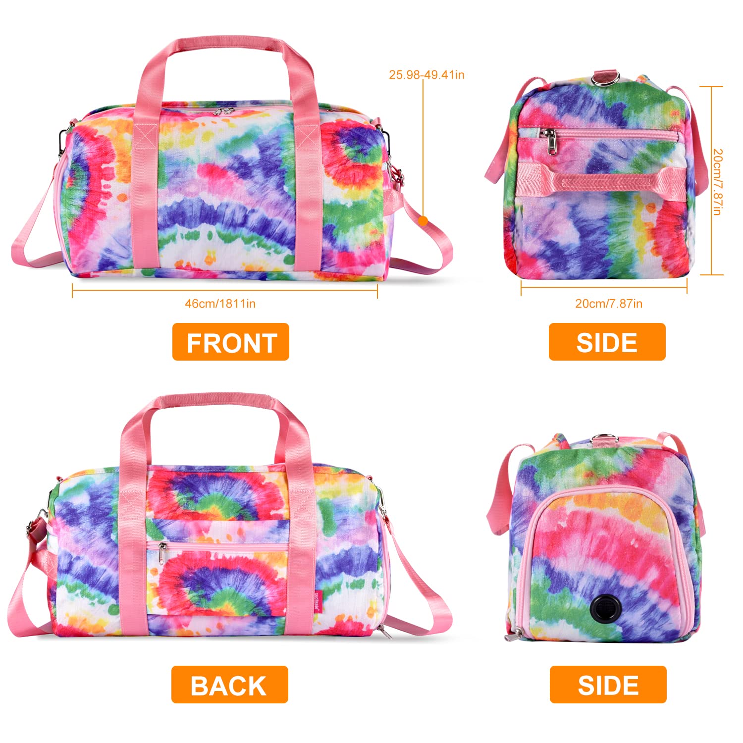 Bolsa de Deporte GUDFBALE Teñido Anudado de Colores - Gym Bag Womens-Impermeable Bolsas de Gimnasia con Compartimento Zapatos y Compartimento Mojado