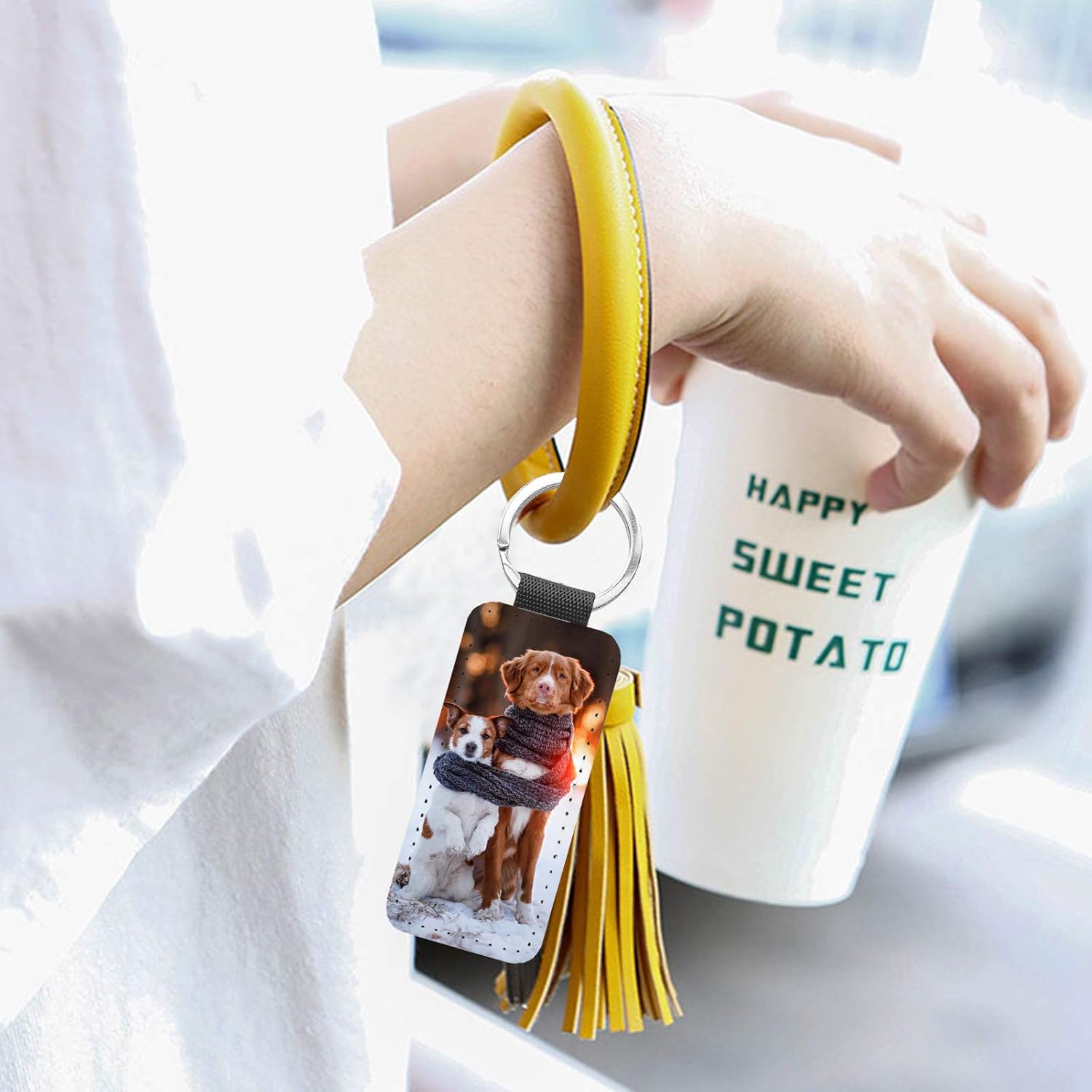 Arokimi Sublimation Keychains Blank,PU Leather Heat Transfer Keychain Keyring,8 Pcs - Image 5