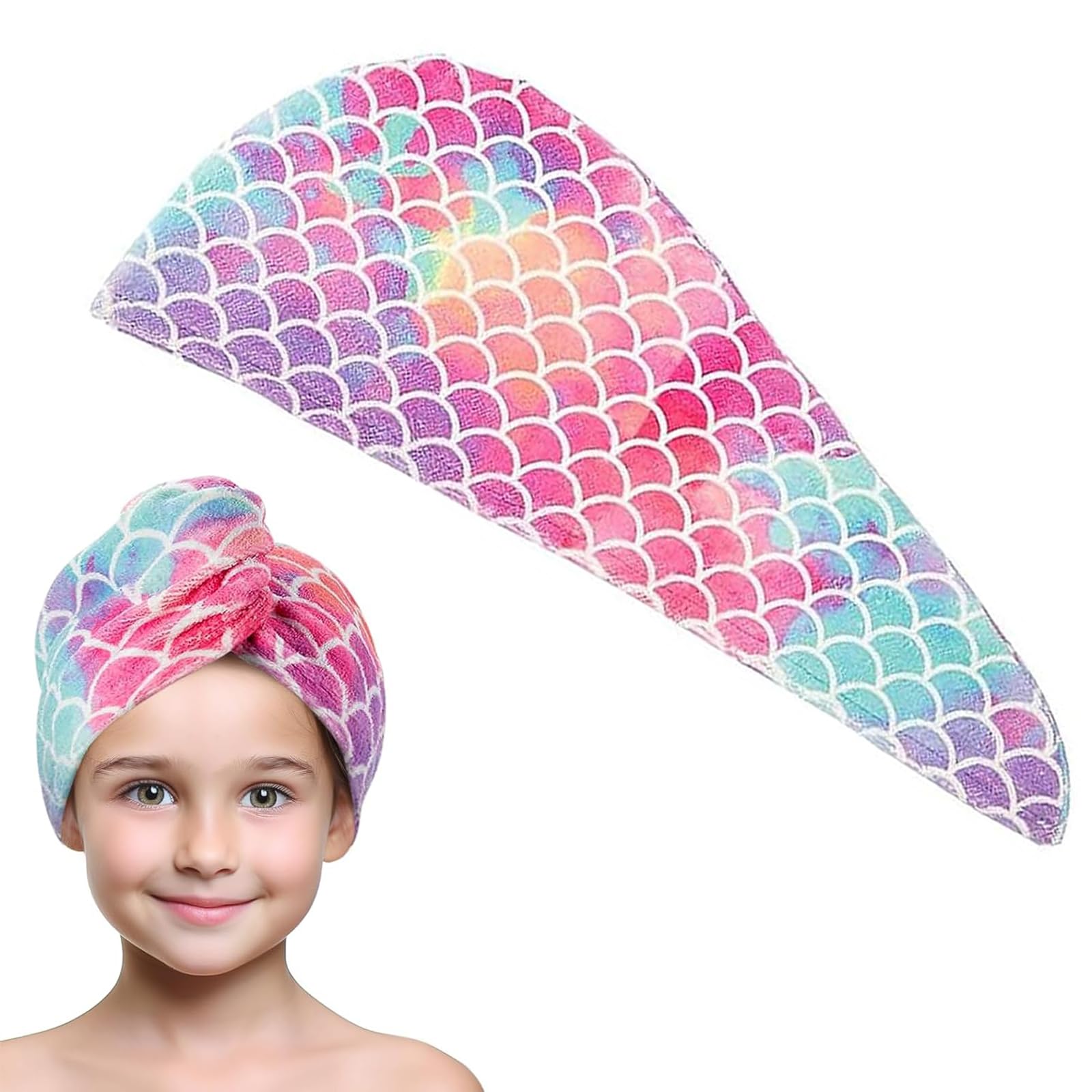 RUKAN Turbante Asciugacapelli, Asciugamano Per Capelli, Asciugamano Capelli Turbante, Asciugamano Microfibra Capelli, Turbante In Microfibra Per Bambini, Stampa A Squame, Asciugatura Rapida