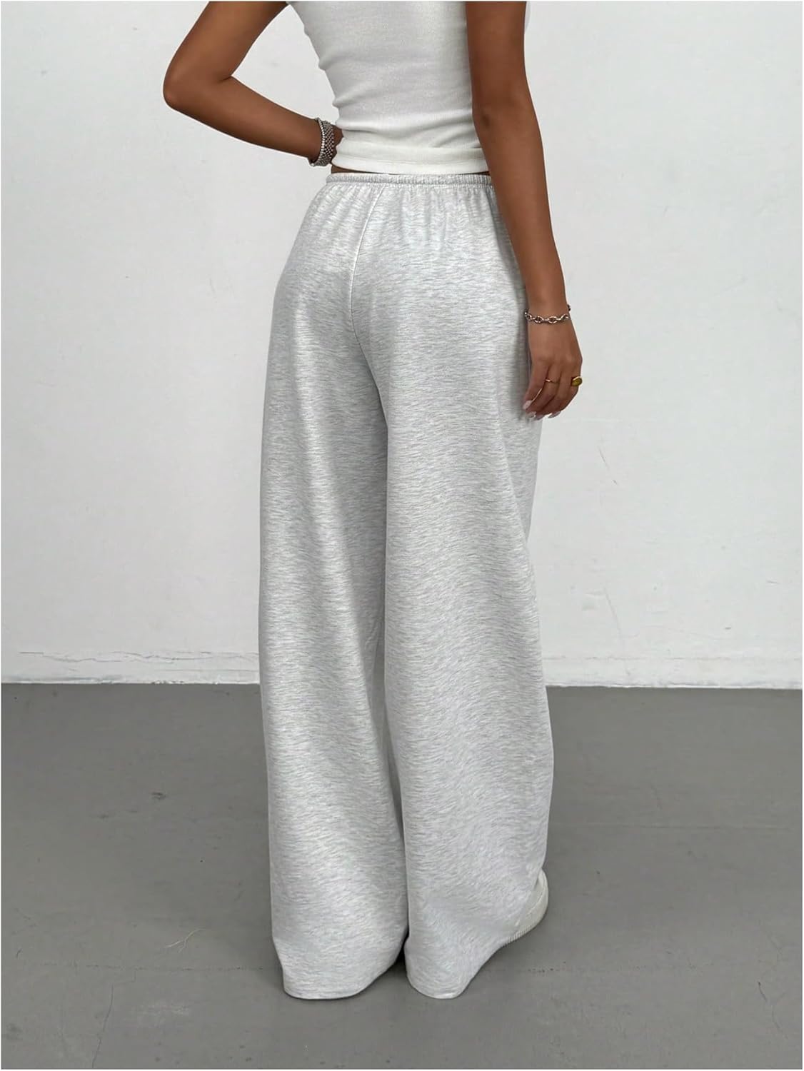 SOLY HUX Women's Drawstring Baggy Sweatpants Elastic Waist Wide Leg Casual Pants - Image 2