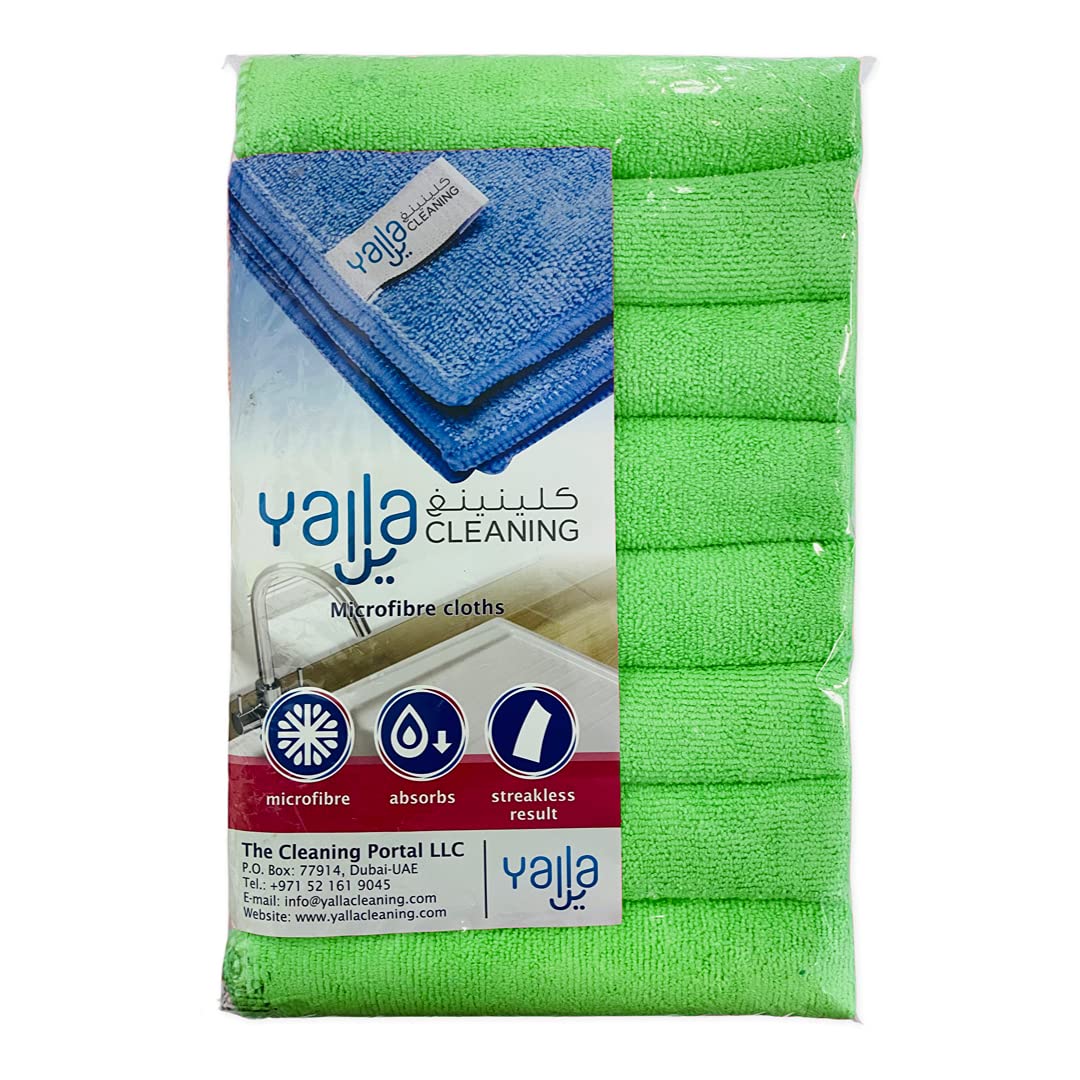 YallaCleaning Microfibre Cleaning Cloths (Green, 8)