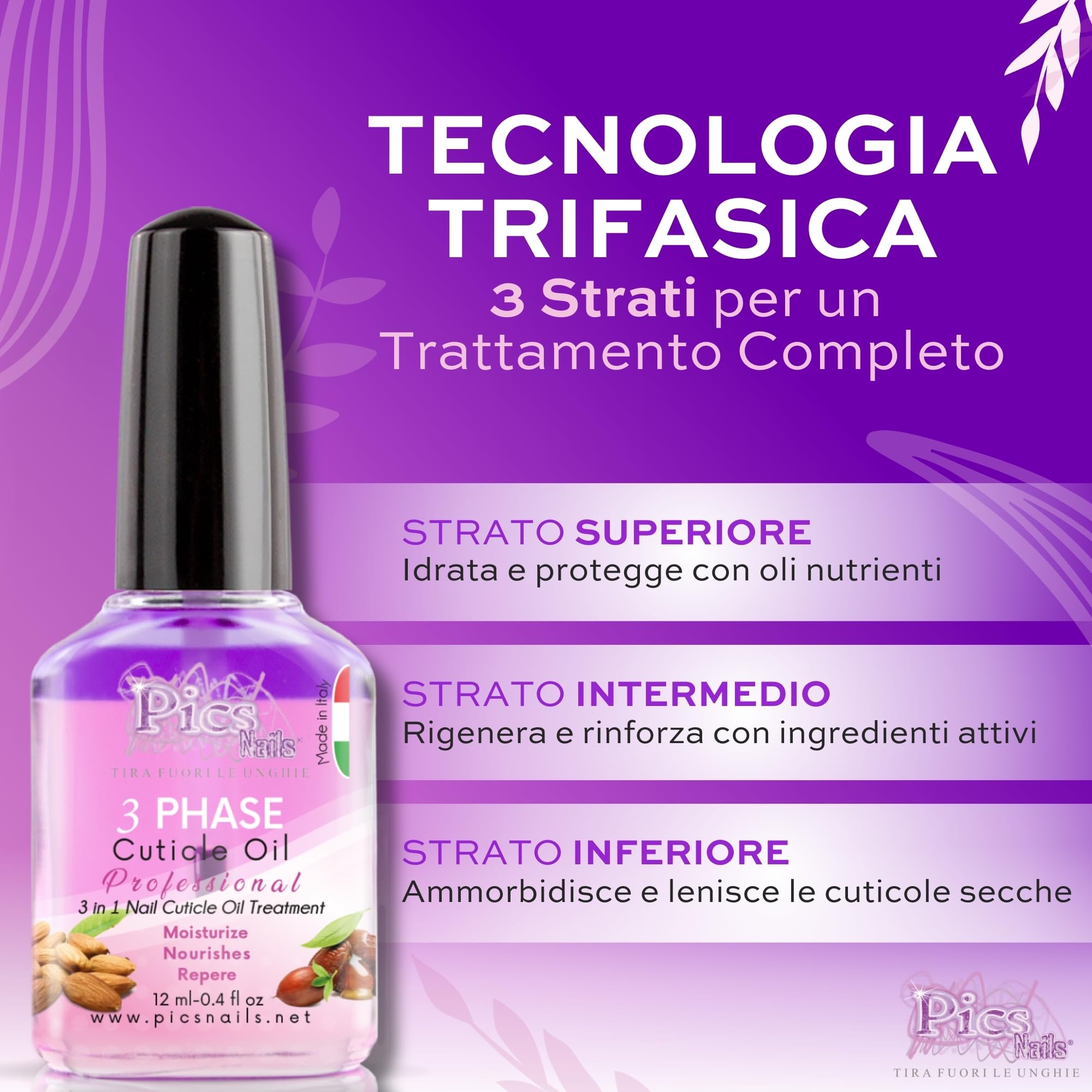 Olio Cuticole Unghie Premium 12ml | Made in Italy | Formula per Cura delle Cuticole Con Olio di Ribes Nero, Mandorle,Jojoba e Semi di Lino - Rigenerante ed Idratante per Cuticole Secche e Irritate