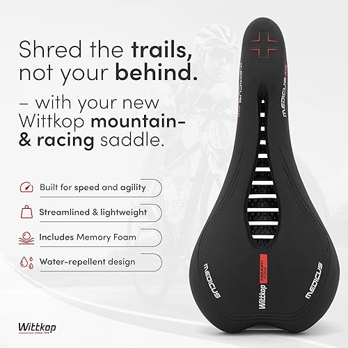Miniatura 2 de Wittkop Asiento de bicicleta I para hombres y mujeres, asiento de bicicleta impermeable con innovador asiento de bicicleta de ejercicio de 5 zonas