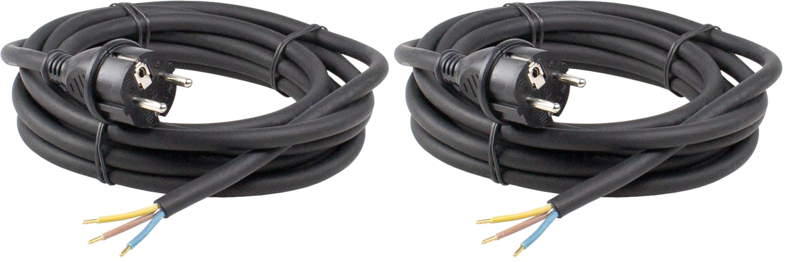 as - Schwabe Gummi-Anschlussleitung, 3 m H05RN-F 3G1,0 Verbindungskabel, Schutzkontaktstecker mit Leitung, Strom-Kabel mit Aderendhülsen, 230V, 16A, IP44, Schwarz, 60376 (Packung mit 2)