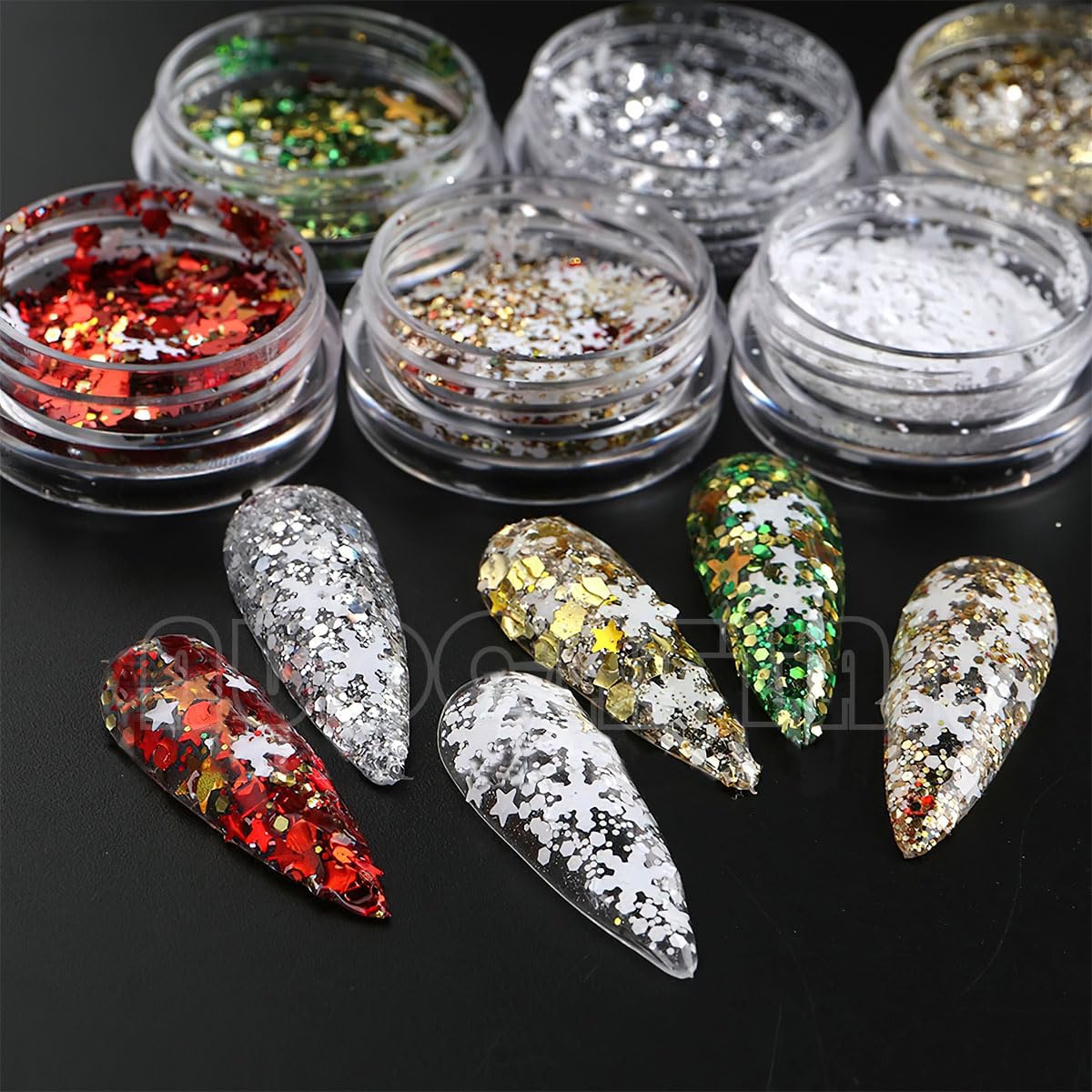 Christmas Nail Art Sequins Nail Glitter Jewelry Set Christmas Laser Snowflake Design Holographic Nail Accessories for Acrylic Nails DIY Craft