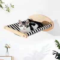 Rede para gatos montada na parede – Prateleiras e poleiros para parede, móveis de cama de parede para gatos para dormir, brincar, escalar e descansar rede preta e branca para ambientes