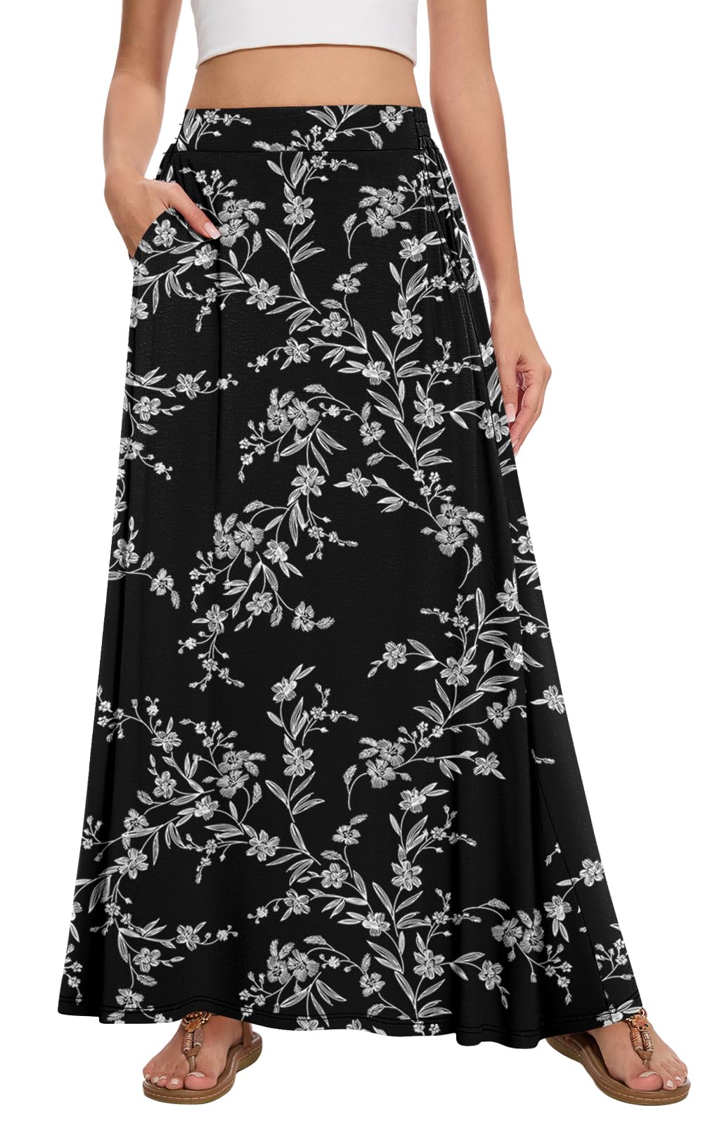 Womens Maxi Skirt Long Flowy Summer A-Line High Waist Skirts