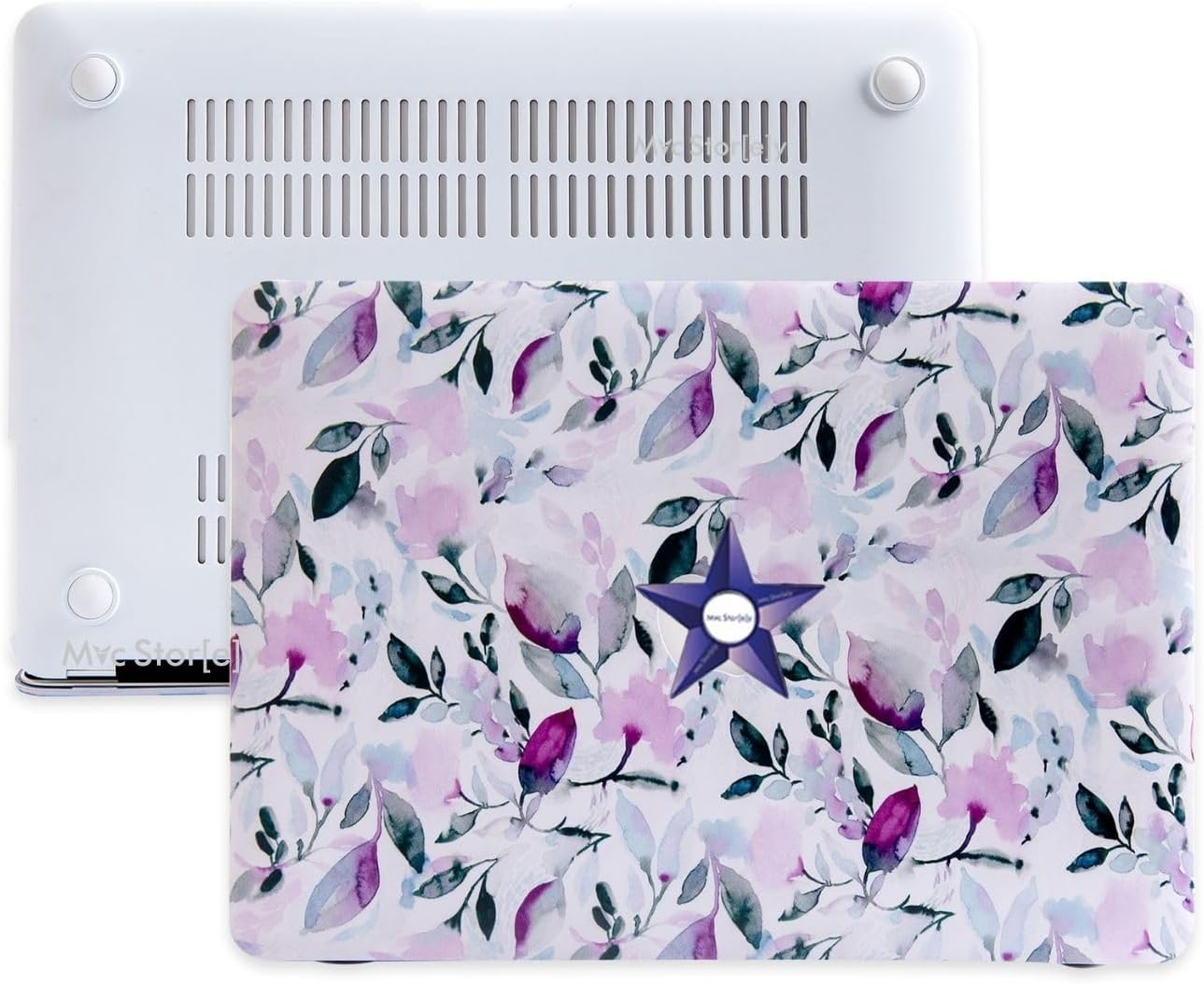 McStorey MacBook Air M1 Kılıfı A2337 A2179 A1932 Uyumlu 13.3 İnç Çiçek Desenli Hard Case Sert Kapak Mat UV Baskılı İnce Hafif MacBook Air Kılıfı Beyaz