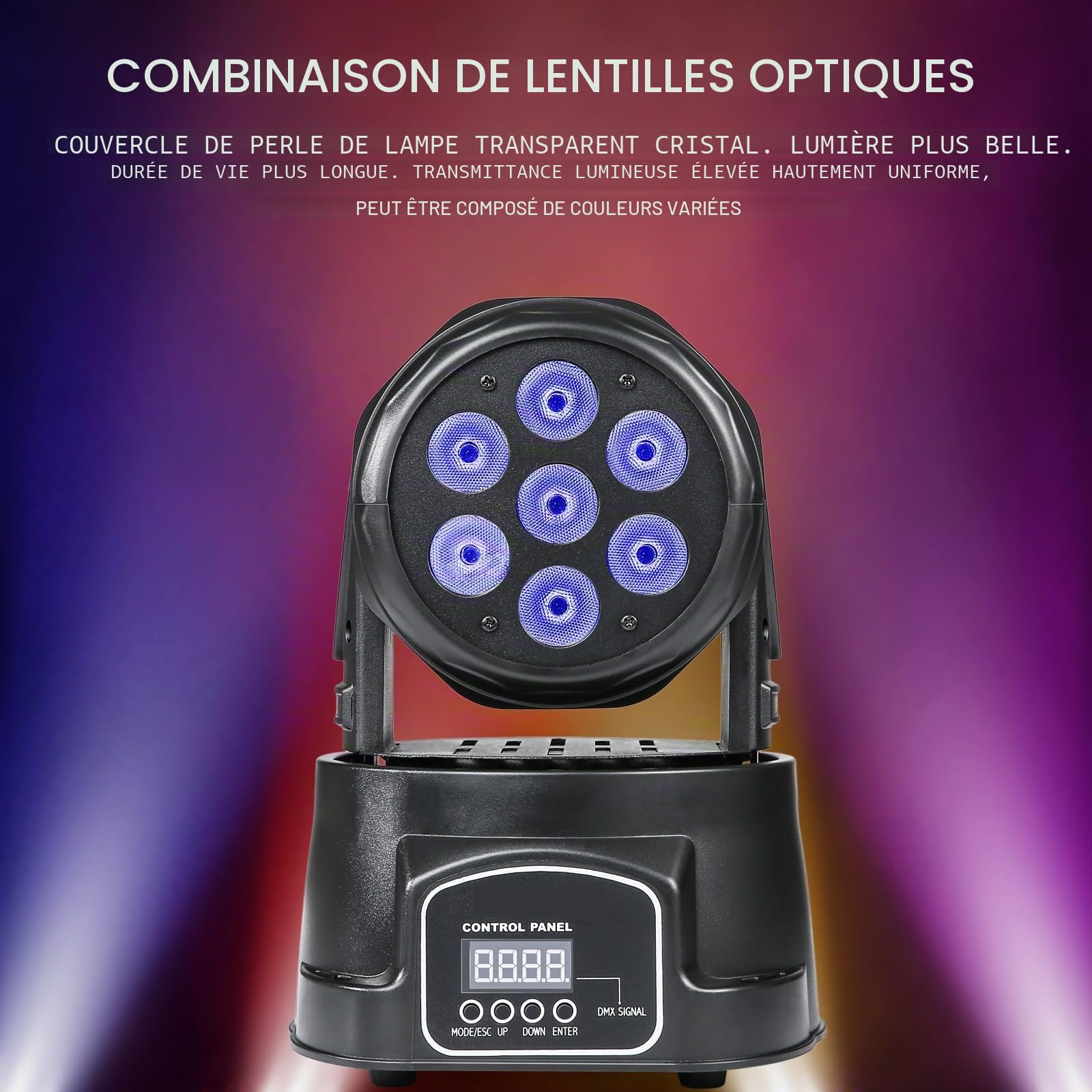 ZKYMZL Moving Head Light 7x12W LED RGBW (4 en 1) Color Lighting Effect 9/14 CH by DMX Control pour DJ Show Bar Party Wedding Disco KTV