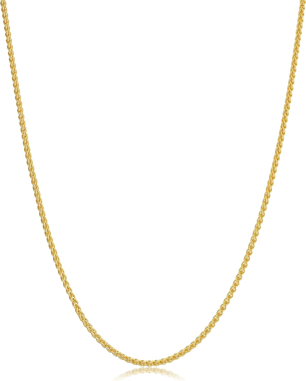 Kooljewelry 14k Yellow or White Gold Filled Round Wheat Chain Pendant Necklace (0.8 mm, 1.2 mm, 1.5 mm or 2.5 mm)
