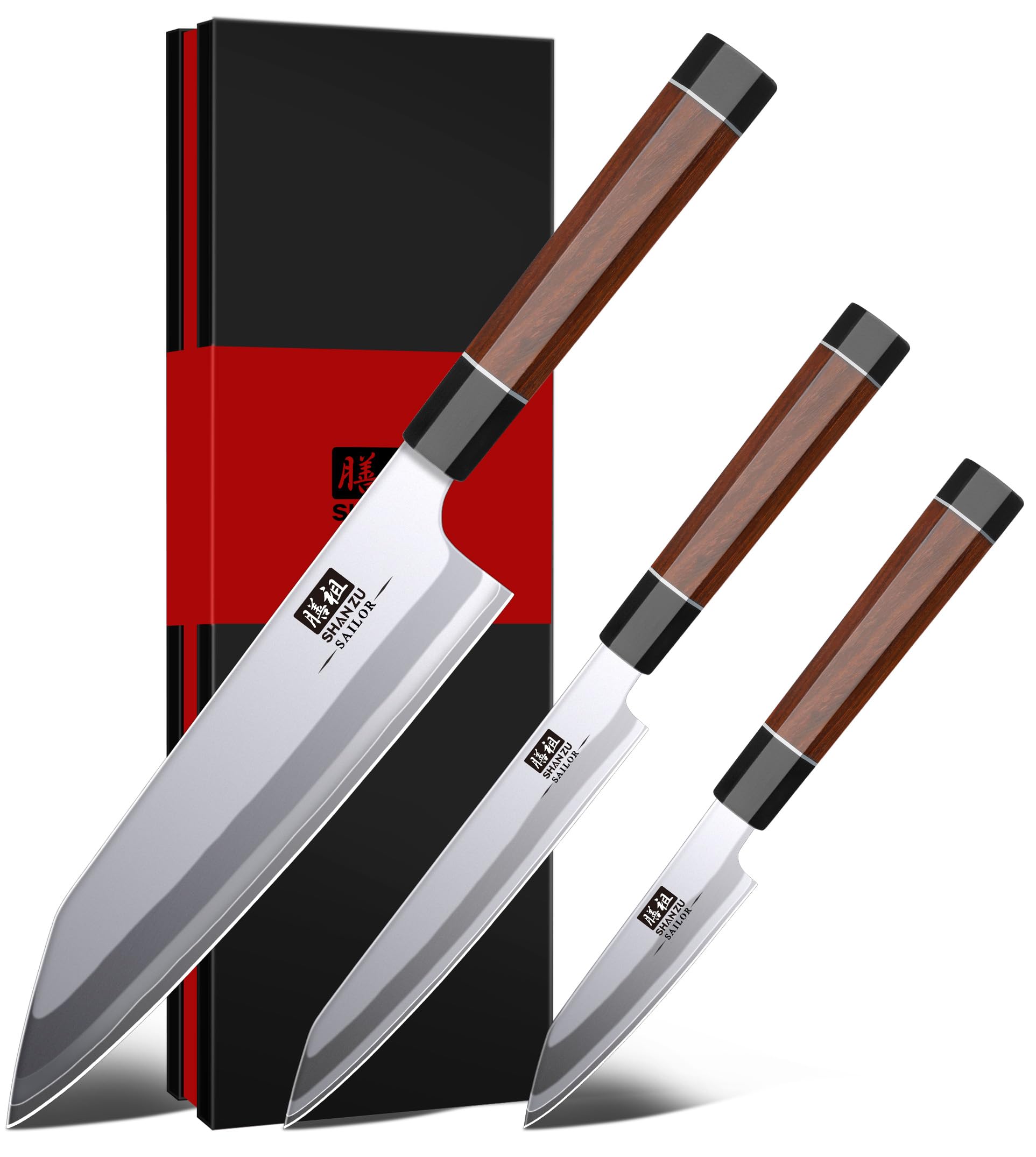 SHAN ZU 7 Inch Japanese Santoku Knife, 9 Layers 10Cr15MoV High Carbon Steel — Amazon image 12