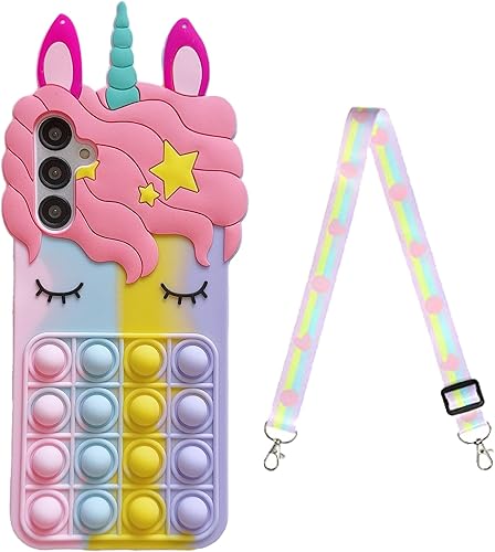 Lubiogio Funda de silicona suave para Samsung Galaxy S10+Plus de 6.4 pulgadas con correa, diseño 3D de dibujos animados kawaii para niñas, mujeres,