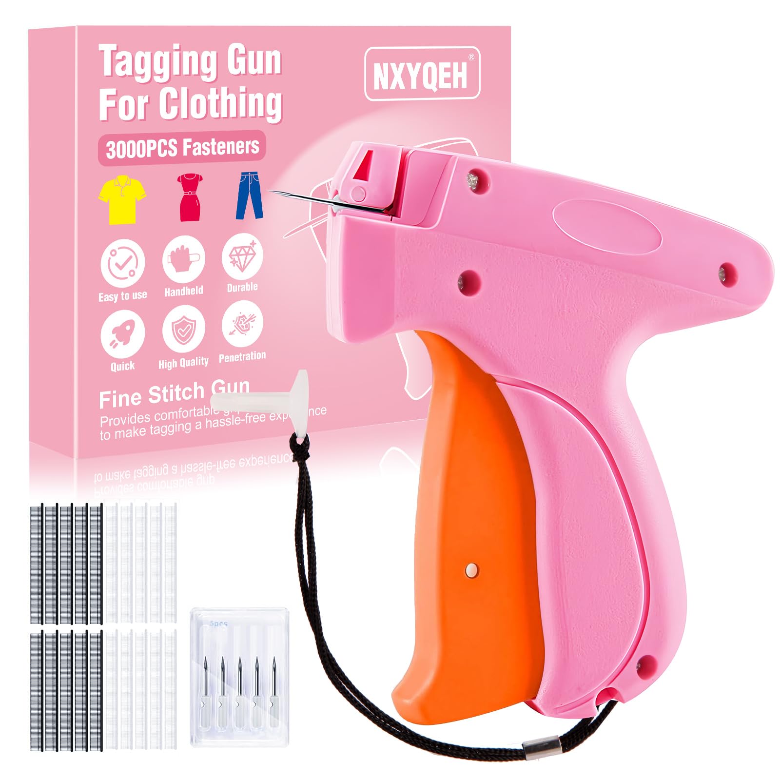 Stitch Gun for Clothes Comes with 6 Fine Needles, 3000 Pcs Micro Fasteners(1500 White &amp; 1500 Black),Quick Clothing Fixer，Stitchy Gun Speedy Clothing Fixer