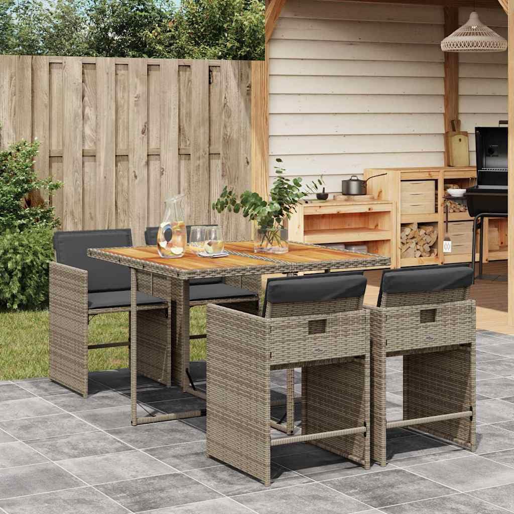 vidaXL Ensemble à Manger de Jardin 5 pcs Coussins Gris résine tressée