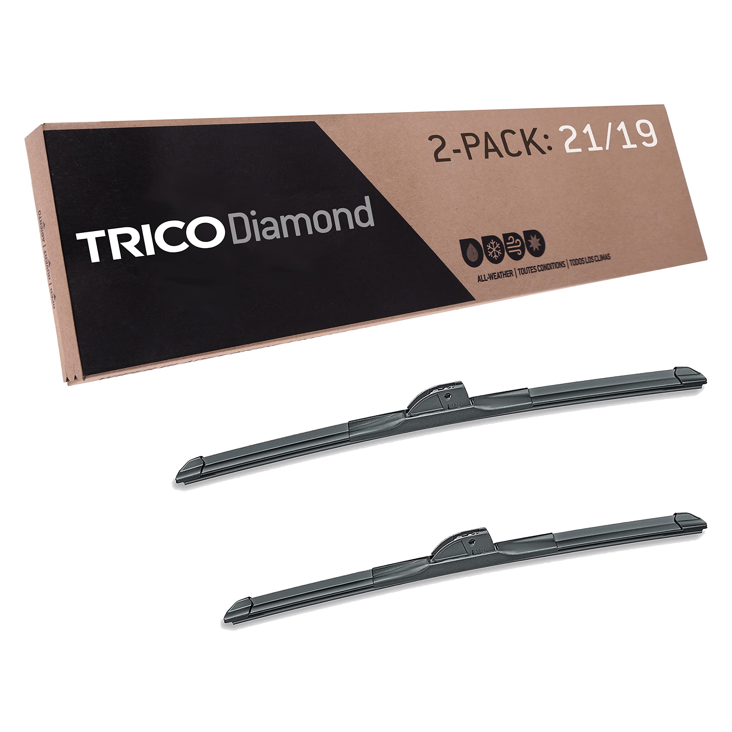 Photo 1 of TRICO Diamond 21 Inch & 19 inch pack of 2 High Performance Automotive Replacement Windshield Wiper Blades For My Car (25-2119), Easy DIY Install & Superior Road Visibility 21" + 19" Pair Pack
