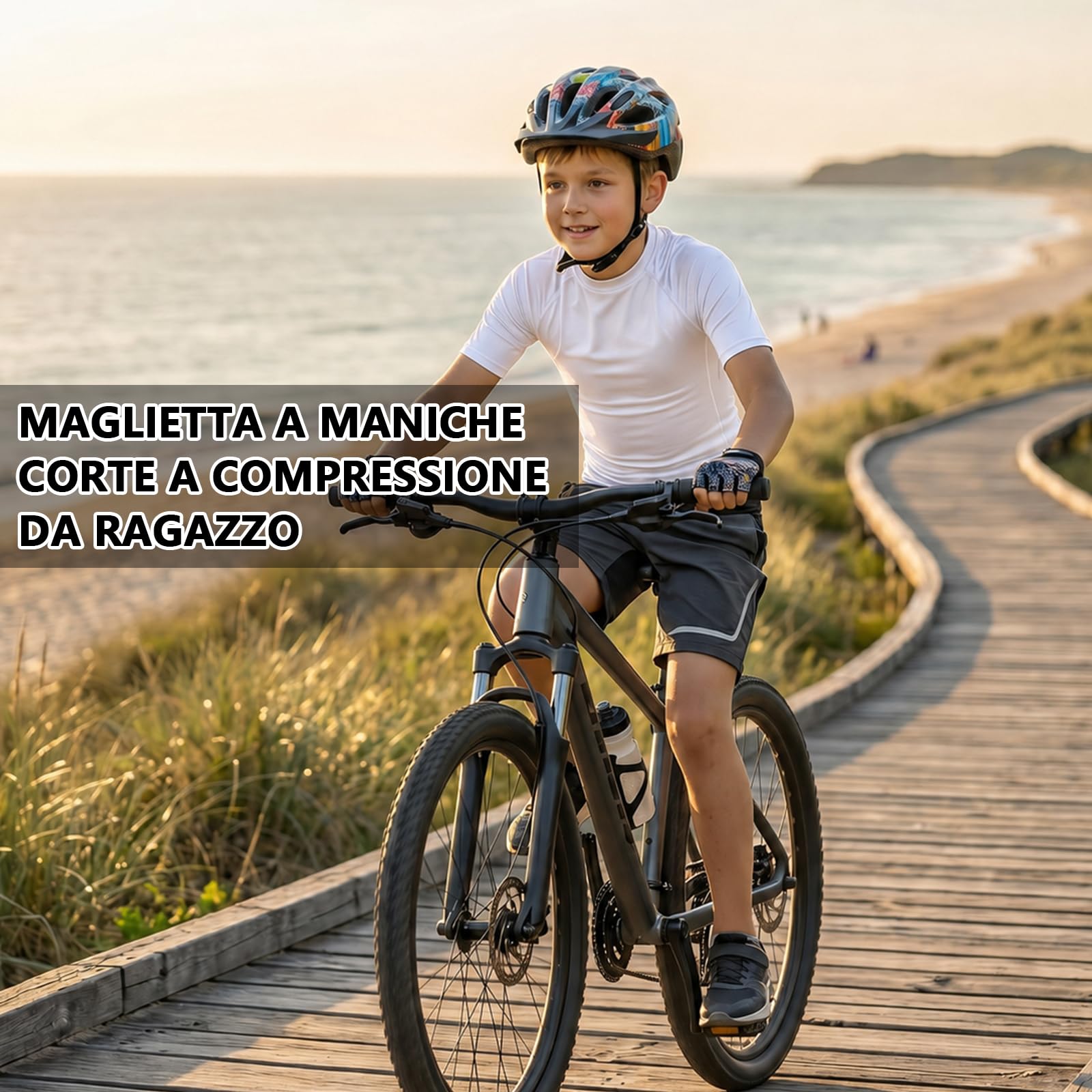 Maglietta a Maniche Corte per Ragazzi Maglia a Compressione da Bambino Sportiva Camicie a Manica Corta Asciugatura Rapida e Traspirante Intimo Allenamento Base Layer per Calcio Corsa