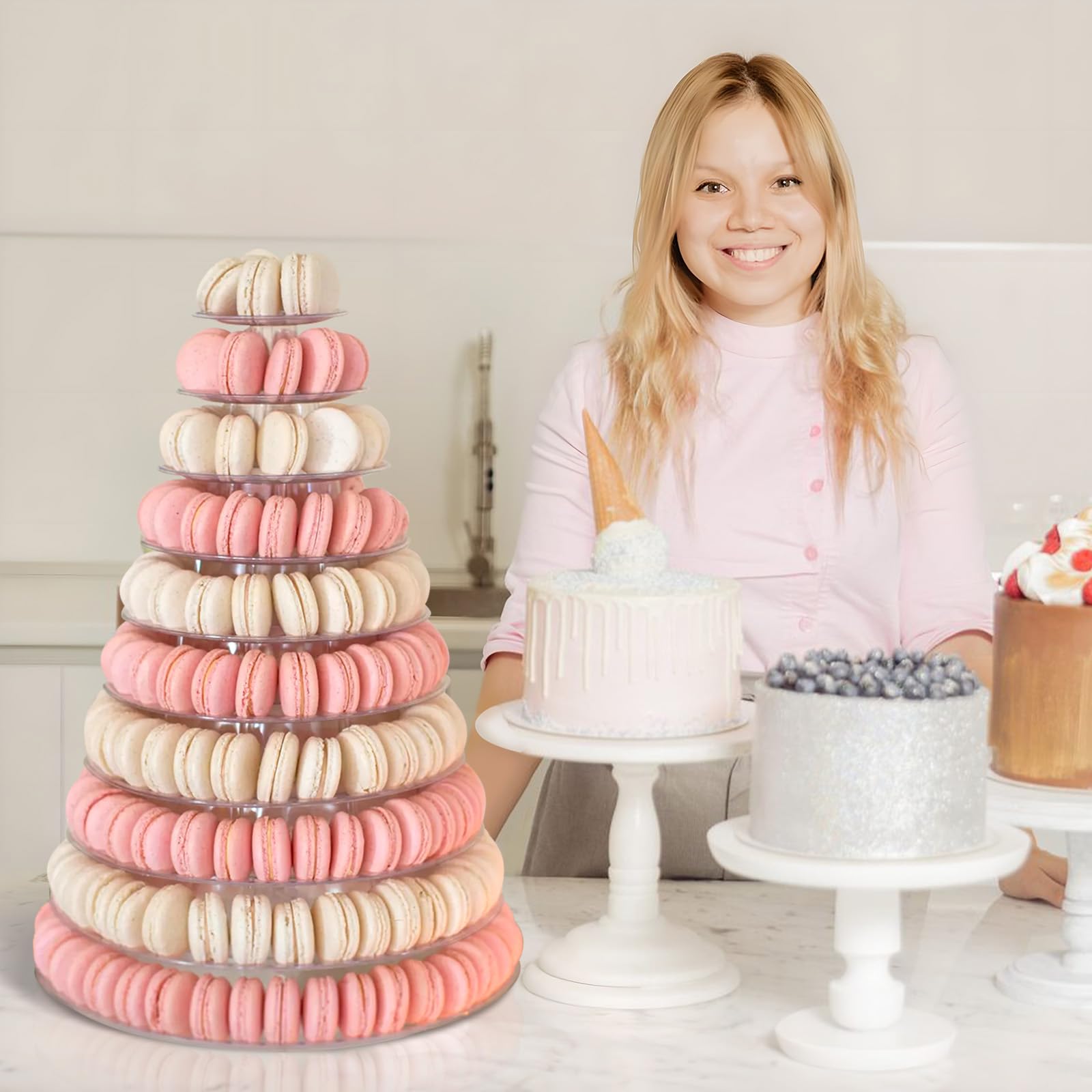Snapklik.com : 10 Tier Macaron Tower, Round Plastic Macaroon Tower ...