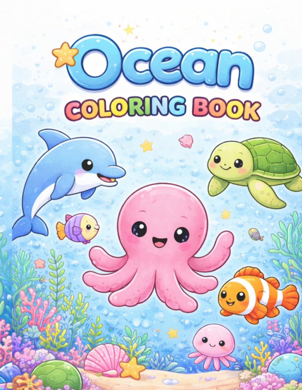 Cute Ocean Coloring Book: Cute and Simple Sea Animal Coloring Pages for Kids