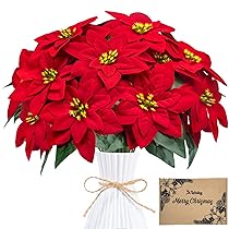 Woltoy 2 Pezzi Stella Di Natale Artificiale,Comprende in Totale 24 Fiori Di per Decorazioni Natalizie E Domestiche