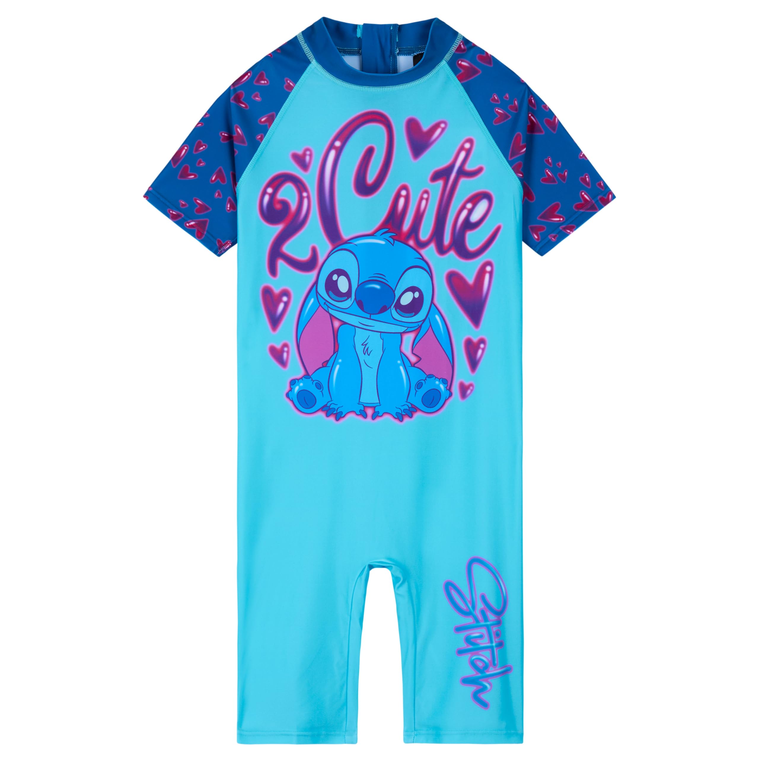 Disney Stitch Pieza Única Traje de Baño para Niñas con Mangas Cortas - Regalo