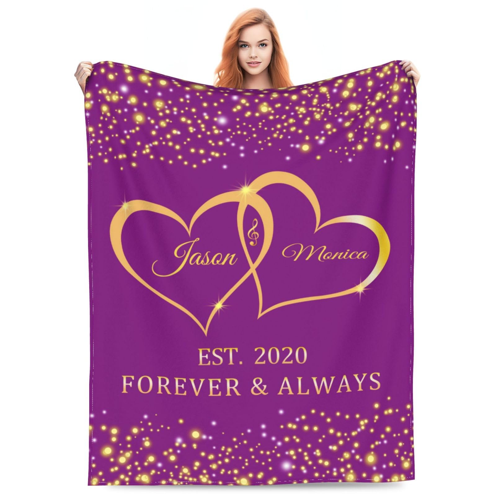 Ayambetus Custom Couples Name Thick Throw Blanket Personalized Flannel Bed Blankets Customized Birthday Anniversary Valentines For Wife Husband Boyfriend Girlfriend