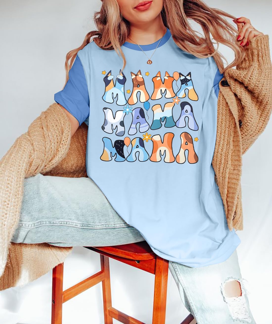 Oversized Mama Shirt Woman Mom Letter Print Tshirt Trendy Mama Shirts Graphic Tees Short Sleeve Tops - Image 4