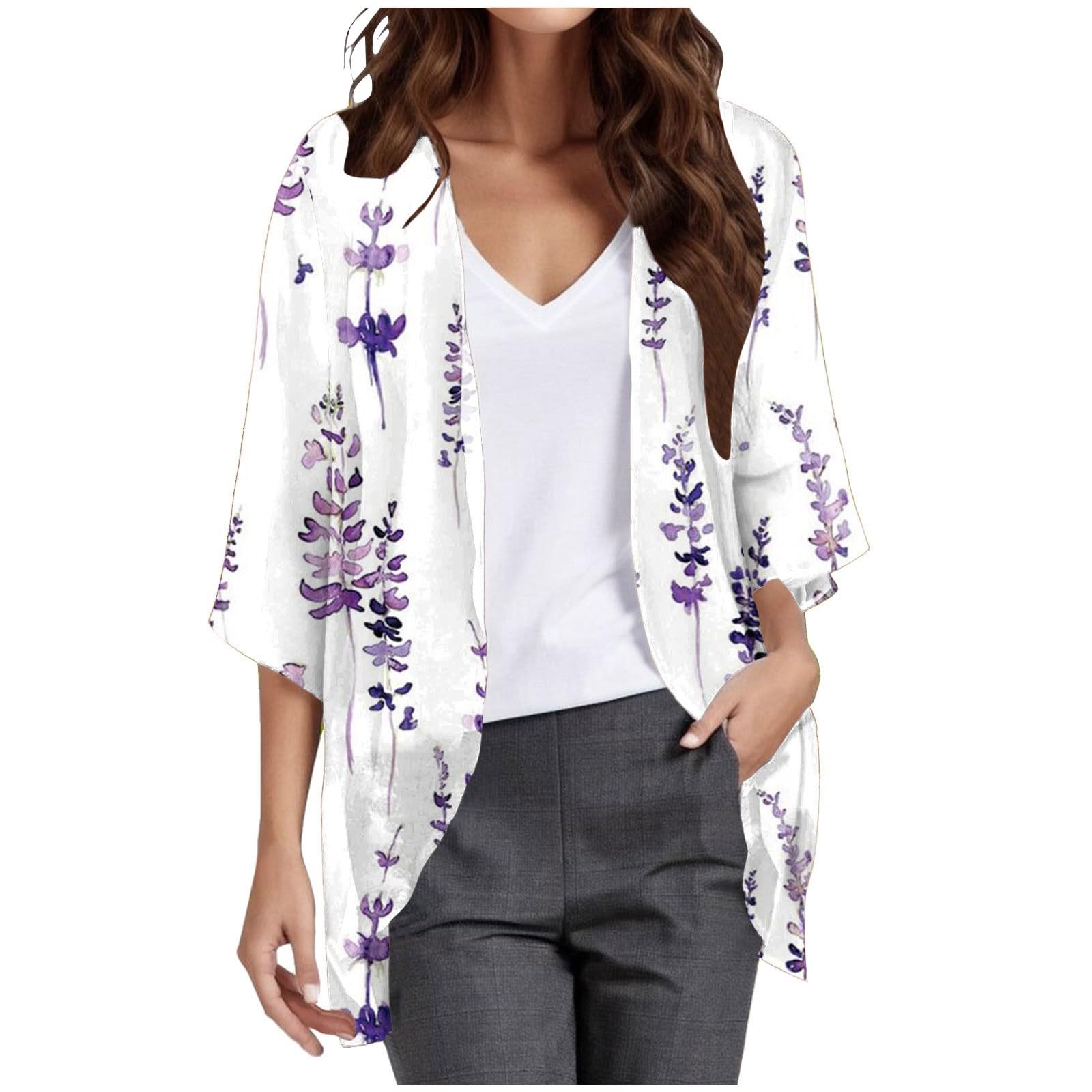 Dasongff Chaqueta de punto para mujer, verano, boho, cárdigan negro, moderno poncho de playa, fino, informal, bolero, manga larga, abierta, parte delantera, suelta, chaqueta de punto diaria, blazer
