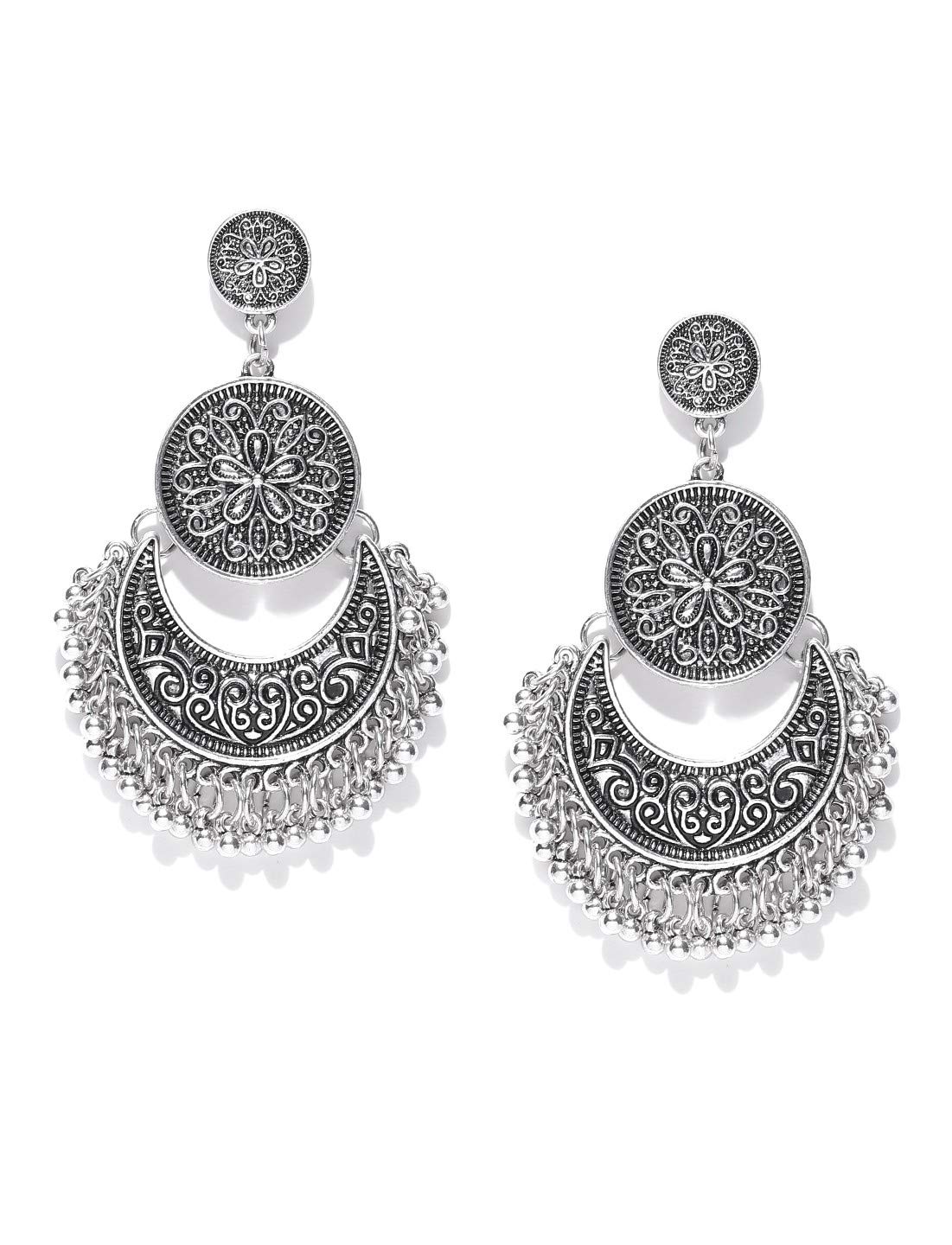YouBella Jewellery Afghani Tribal Oxidised Dangler Earrings for Girls and Women (Silver) (B0746GSWCF) Amazon Price History, Amazon Price Tracker